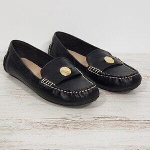 Liz Claiborne Flex Form Black Faux Leather Flat Loafer Driving Moccasin  Sz 8.5M